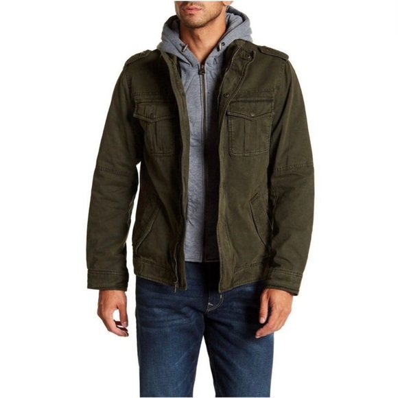 Men's LEVI'S Olive Washed Cotton Canvas Two Pocket Military Jacket, Size M - Picture 1 of 10